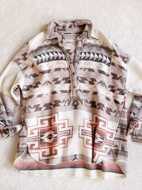 RARE! NEW🩷WE THE FREE ARIZONA SKY PULLOVER SHIRT JACKET TOP S NEUTRAL COMBO RRL